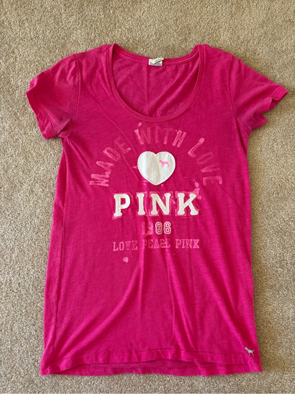 PINK Victoria's Secret Girls' Hot Pink Logo Short-Sleeve Tee